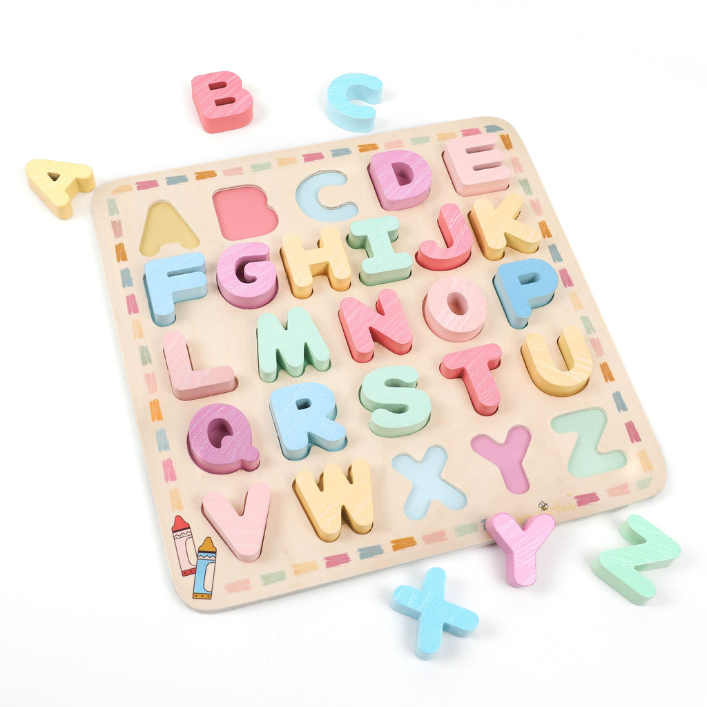 WonderBee Wooden Alphabet Chunky Puzzle