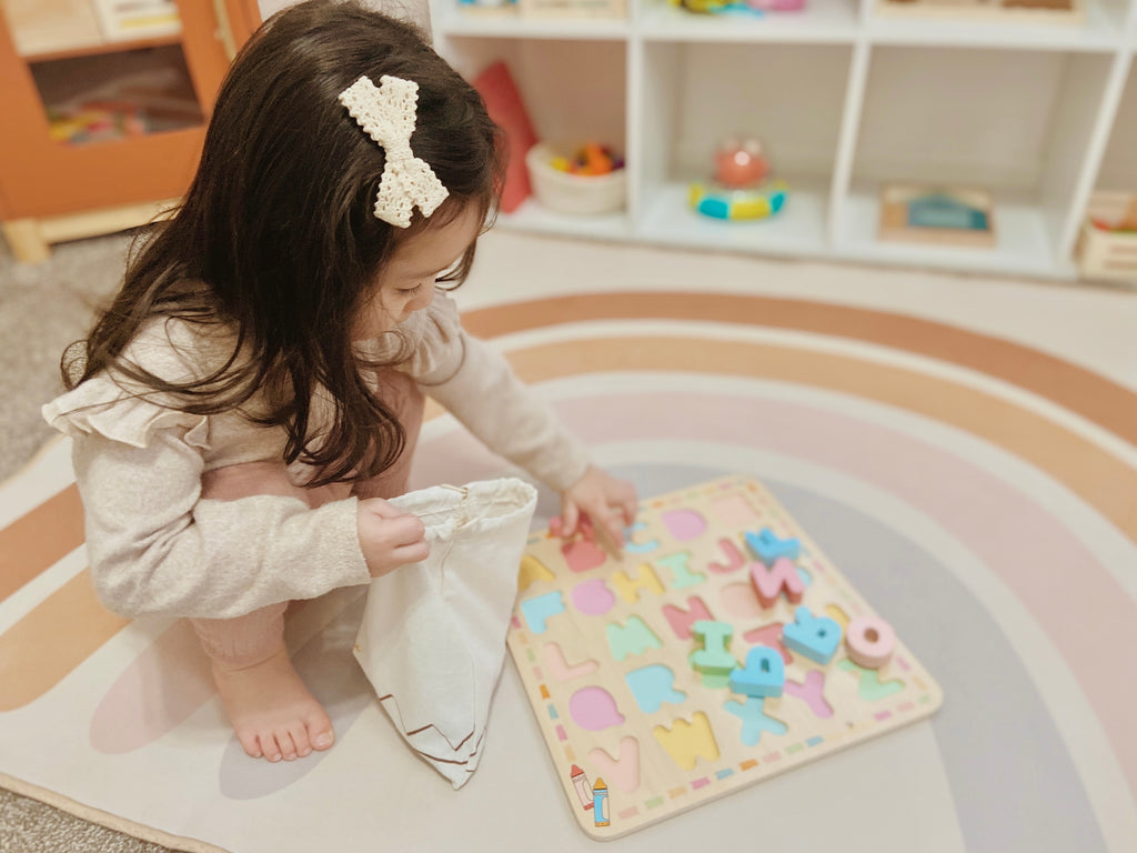 WonderBee Wooden Alphabet Chunky Puzzle