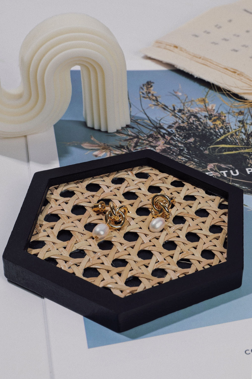 MomentDecor™ Natural Rattan & Wood Coasters Hexagon Shape